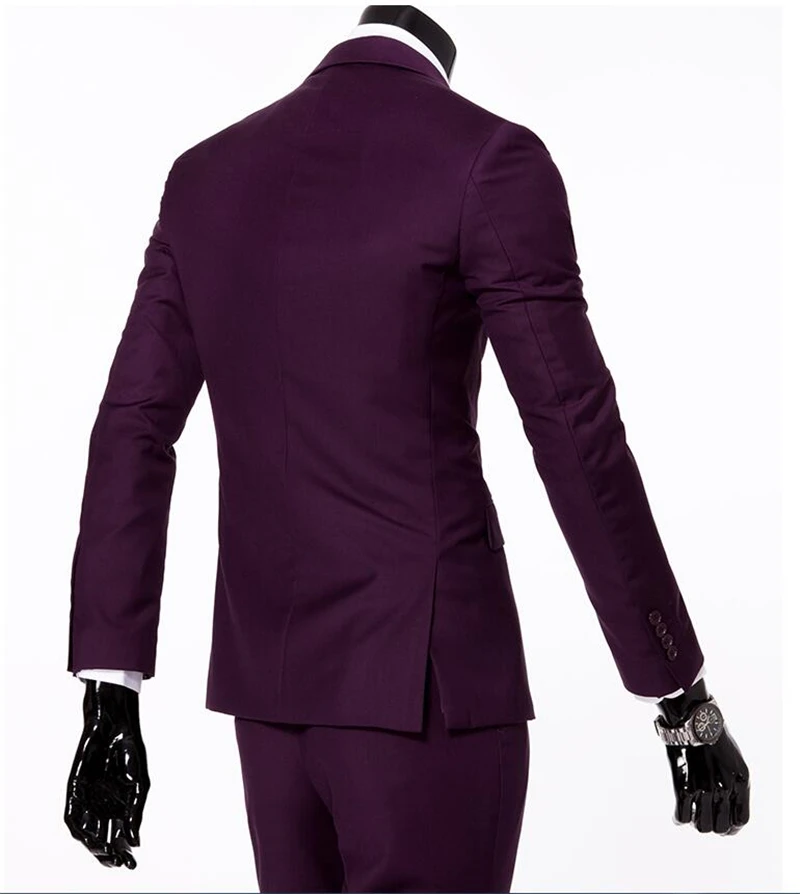 Романтический фиолетовый свадебный мужской костюм Зубчатый воротник Slim Fit 3 шт. куртка + брюки + жилет для свадьбы смокинги официальные
