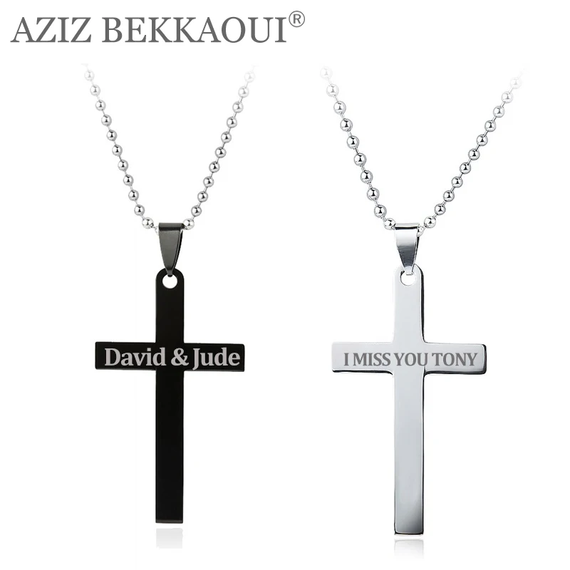 Stainless Steel Cross Pendant Necklaces for Women Men Unique Customized