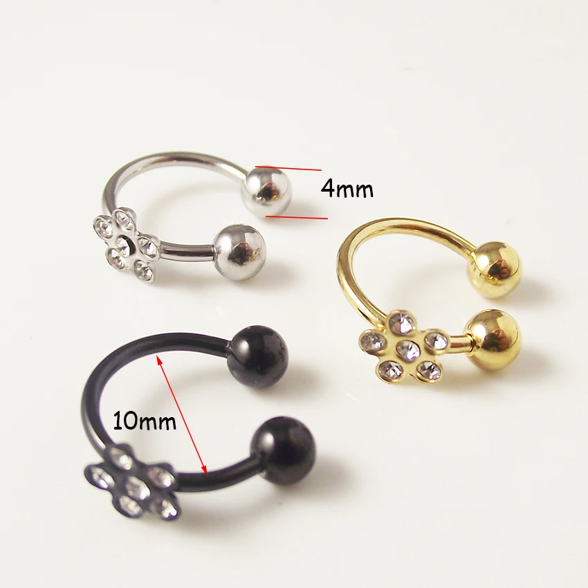 1 Piece 16G Gold Stainless Steel Nose Ring Circular Piercing Flower