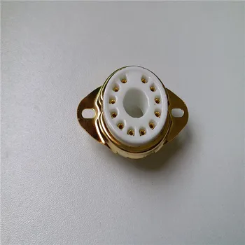 

4pcs ceramic tube socket seat GZC12-1-F-G 12 pin seat tube socket golden foot for 50CA10 tube amplifier