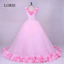 Готические Розовые Свадебные платья LORIE Vestidos de noiva 3D Цветы Романтические свадебные платья с открытыми плечами размера плюс на заказ