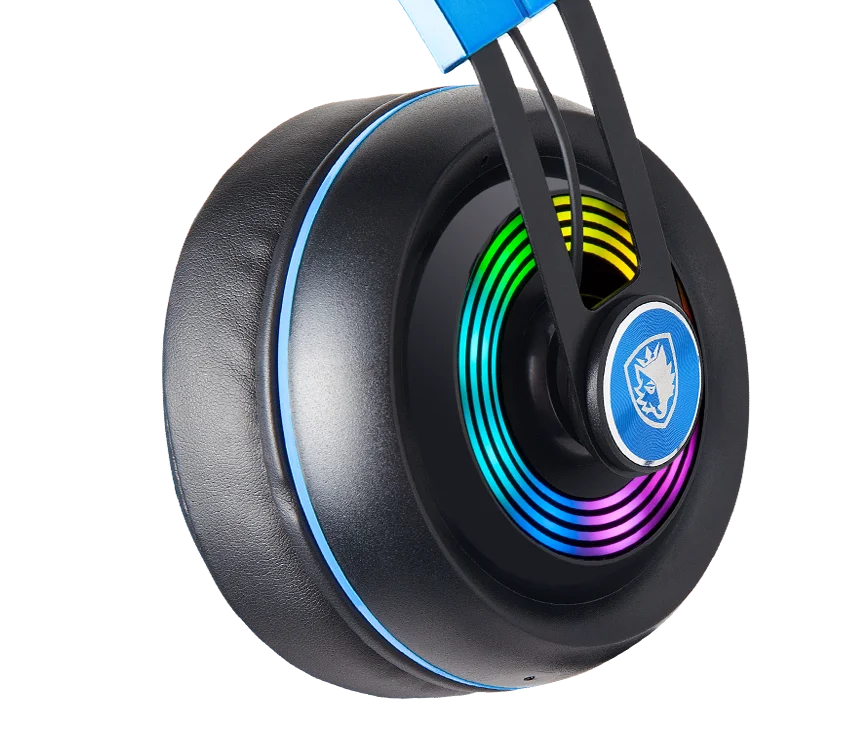  SADES Armor USB Gaming Headset Realtek Gaming Audio Lightweight RGB Lighting Noise-cancellation For