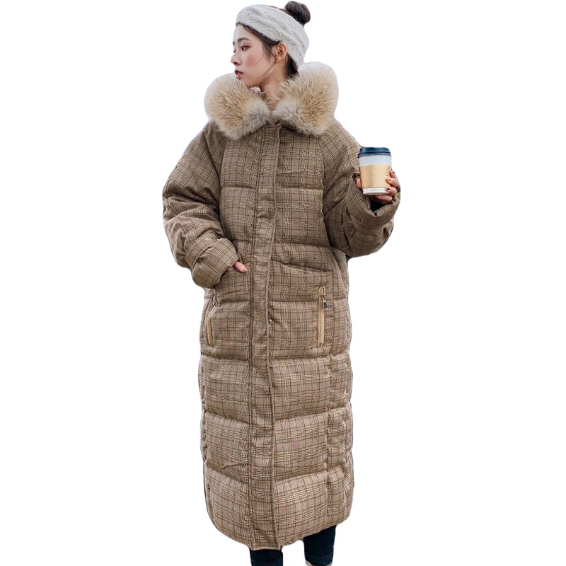 

Korean Style 2019 Winter Jacket Women Hooded With Fur Collar Warm Thicken Female Down Parka X-long Ladies Coat