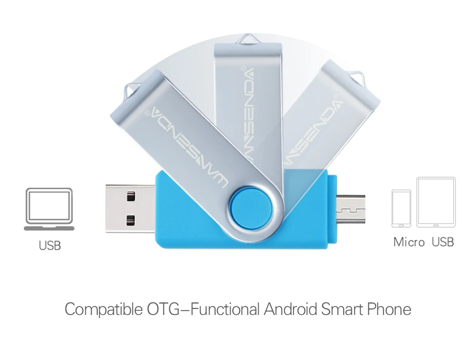 WANSENDA, двойной OTG Usb флеш-накопитель, 128 ГБ, высокоскоростной флеш-накопитель, 8 ГБ, 16 ГБ, 32 ГБ, 64 ГБ, флеш-накопитель Usb 2,0, флеш-накопитель