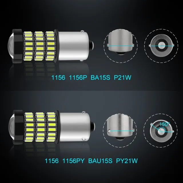 S&D 2pcs 1156 BA15S P21W LED BAU15S PY21W LED Bulb R5W R10W 12V White Red Amber Car Light Turn Signal Brake Tail Stop Lamp Auto