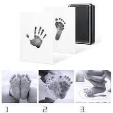Bebê handprint pegada não-tóxico recém-nascido impressão mão inkpad marca dwaterágua infantil lembranças fundição argila brinquedos presente
