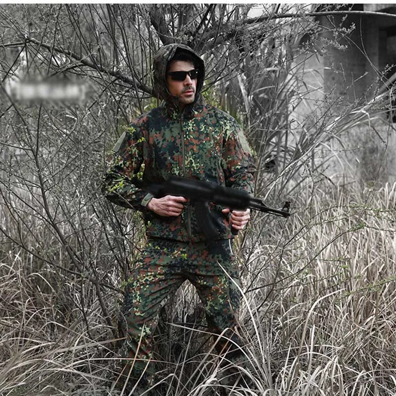 

Hunting Suit Military TAD Camouflage Shark Skin Soft Shell Tactical Clothes Winter Waterproof Fleece Combat Gear Men Clothing
