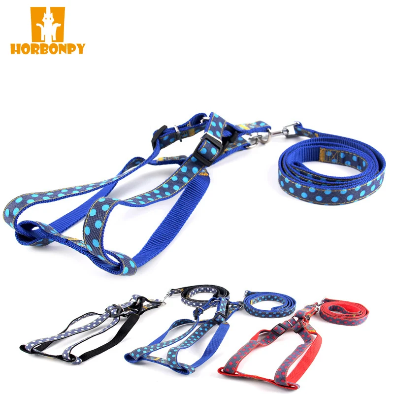 

HORBONPY Dog cat Nylon Harness Leash Pet Puppy Dog Long Adjustable Free Pet Training Lead Collar Daily Walking Running leash