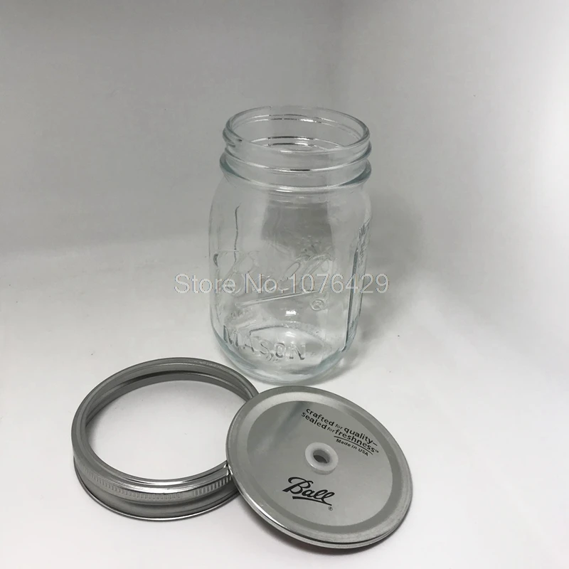 Креативная стеклянная бутылка Mason Cup Bottle Sealed Jar фруктовый и овощной салат соус напиток сок ваза-светильник 1 шт - Цвет: Split hole cover