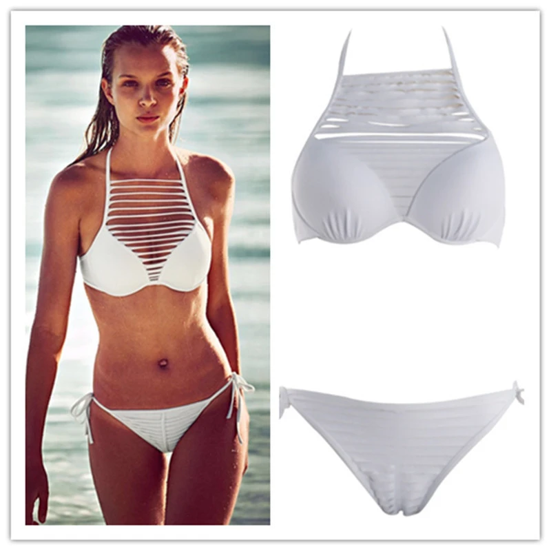 Deux Pieces Separees String Bikini Ensemble Bandage Bikinis Femmes Maillot De Bain Blanc Transparent Biquini Micro Swimmming Costume Maillots De Bain Aliexpress
