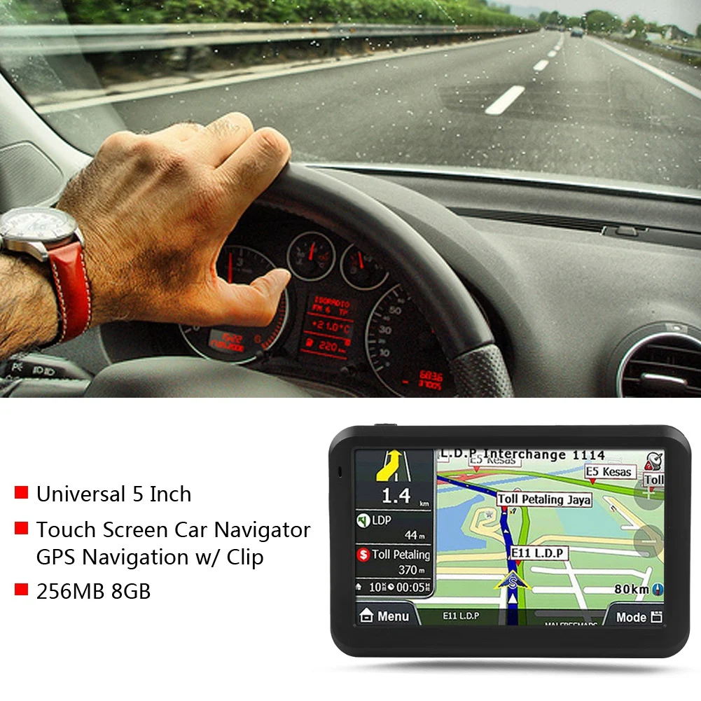 Универсальный 5 дюймов Сенсорный экран Автомобильный навигатор gps навигации 256 MB 8 GB ж/задняя клип автомобильный навигатор gps машине