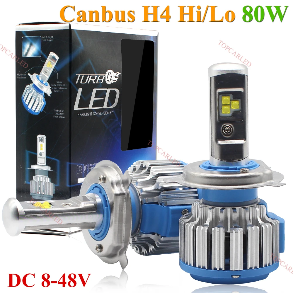 Светодиодные лампы для автомобильных фар 2 шт. H4 Hi-Lo 40 Вт чипы Canbus