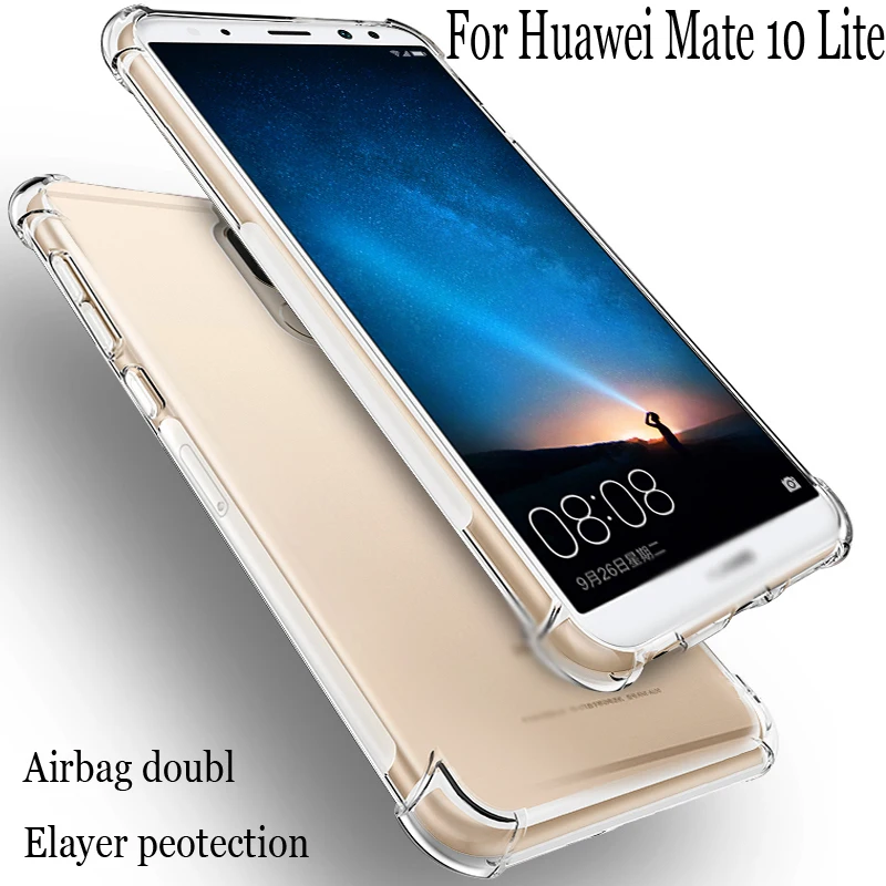 

For Huawei Mate 10 Lite Air Cushion Case Clear Crystal Soft Silicone TPU Shockproof Full Protection Phone Cover 10Lite Cases