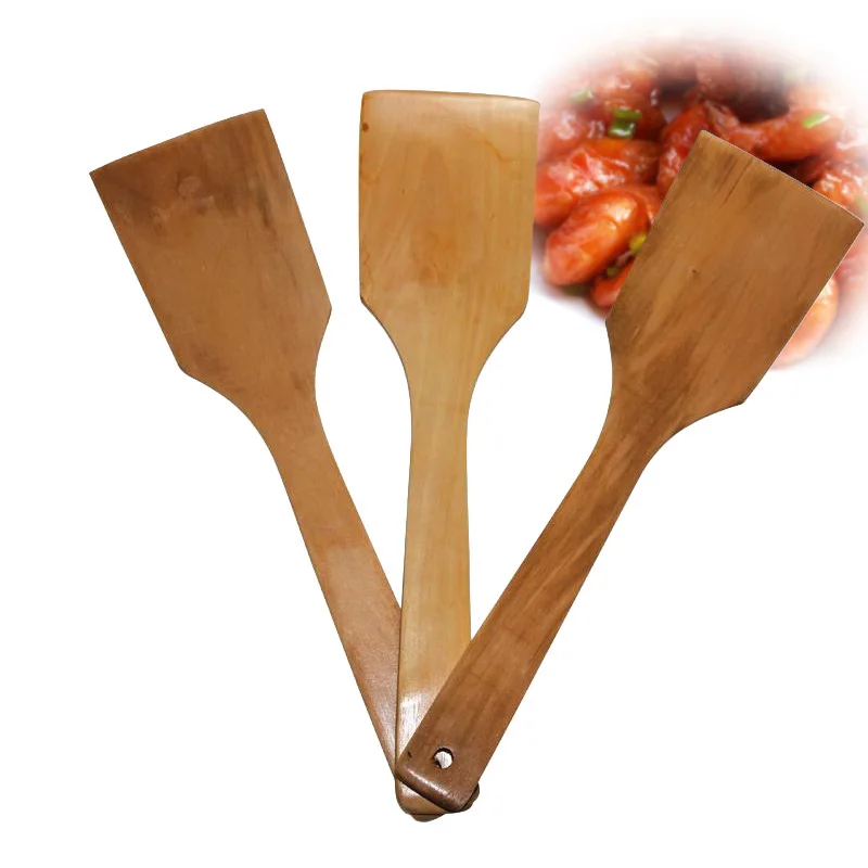 Natural Kitchen Wooden Turner Utensil Spatulas Grip Cookware Home