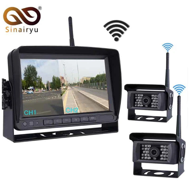 

Digital Wireless Parking Reverse System Receiver 7 inch Backup Camera and Rearview Mirror Monitor Kit Rear Camera For BUS Truck