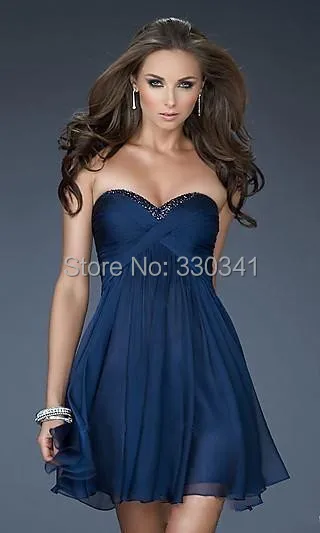 Vestido De Festa Chiffon Cocktail A-line Dress Beading Backless Special Design A Line Party Mini Navy Club 2014 New Style_bri | Свадьбы и