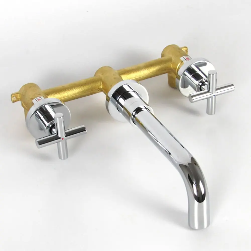 الكروم الصلبة براس المزدوج الصليب مقبض جدار الخيالة انتشار الحمام الغرور بالوعة خلاط صنبور
