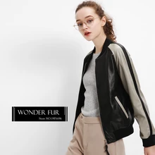 Бейсбол кожаная куртка в стиле панк овчины байкерская куртка Vogue овец кожаные пальто простой Дизайн девочек качество овчины куртка