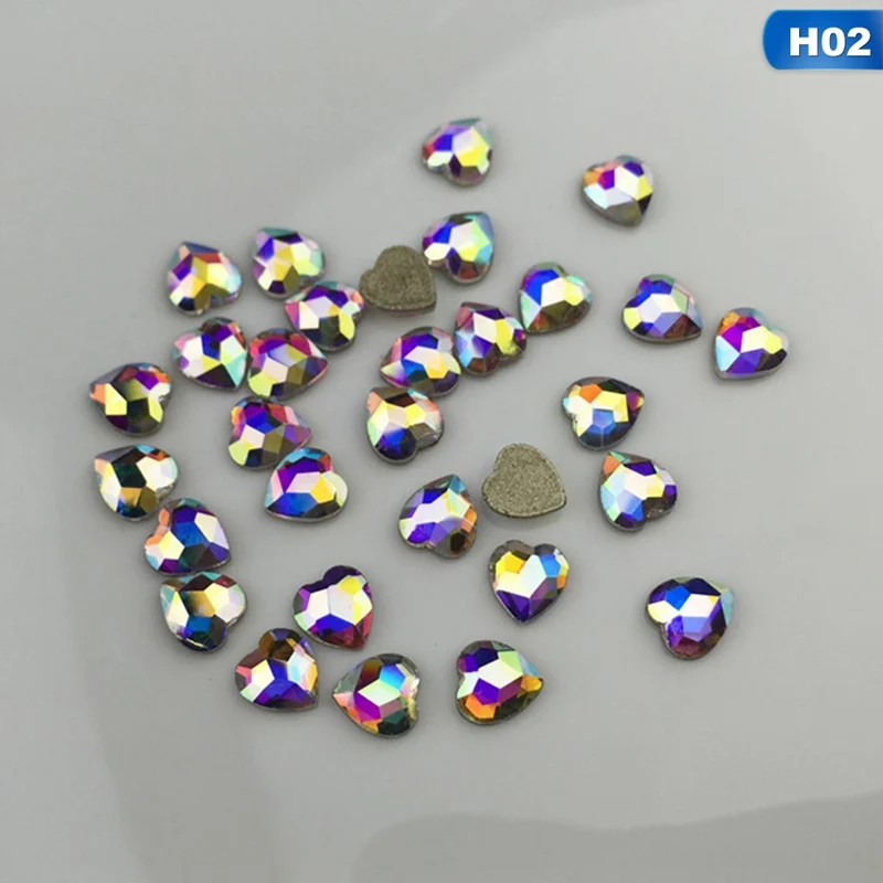 50 шт./PackCrystal AB ромб Блестящие Стразы для ногтей стекло с плоской задней 3D алмазной 6X10 мм Блестки Дизайн ногтей украшения