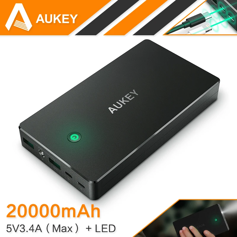 imágenes para Aukey 20000 mAh Carga Rápida Banco De Potencia Con Doble USB Portátil Batería externa Para el iphone 7 Plus Móvil Samsung LG imágenes para Aukey 20000 mAh Carga Rápida Banco De Potencia Con Doble USB Portátil Batería externa Para el iphone 7 Plus Móvil Samsung LG