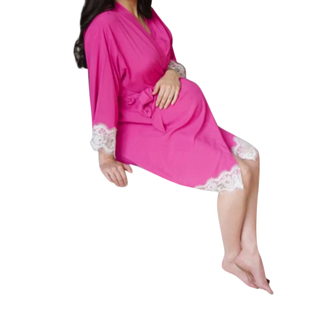 Женское платье для беременных; одежда для кормления; ночная рубашка для беременных; кружевная Пижама; модная одежда для сна для беременных - Цвет: C