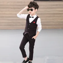 2019 New Design 2Pcs(Vest+pants) Boys Wedding Suit England Style Gentle Boys Formal Tuxedos Suit Boy Spring Clothing Set 3-10T 2019 New Design 2Pcs(Vest+pants) Boys Wedding Suit England Style Gentle Boys Formal Tuxedos Suit Boy Spring Clothing Set 3-10T
