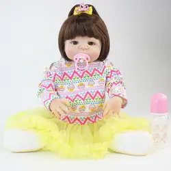 55 см всего тела силиконовые возрождается жив детские игрушки куклы винил Bebe новорожденных принцесса детей с серьги девушка Bonecas Play дом