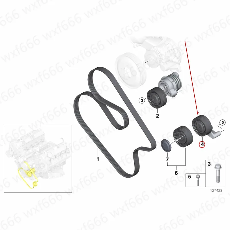 Ремень генератора переходное колесо Idler E66 745LI 760LIb mw2004-2005 направляющее колесо и кронштейн шкив ремень двигателя переходное колесо