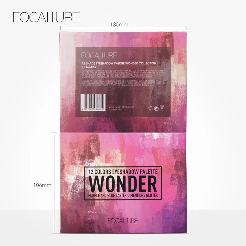 FOCALLURE, палитра теней для век с блестками, водостойкая, пигментированная, матовая, палитра теней для век с зеркалом, макияж для глаз
