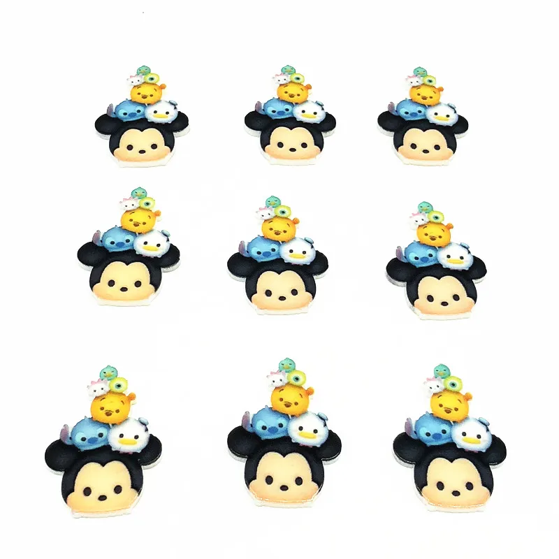 

20pcs/Lot Cute Cartoon Tsum Tsum Mickey Duck Cabochons Flat Back Resin For DIY Phone Case Badge Decoration Charms Free Shipping
