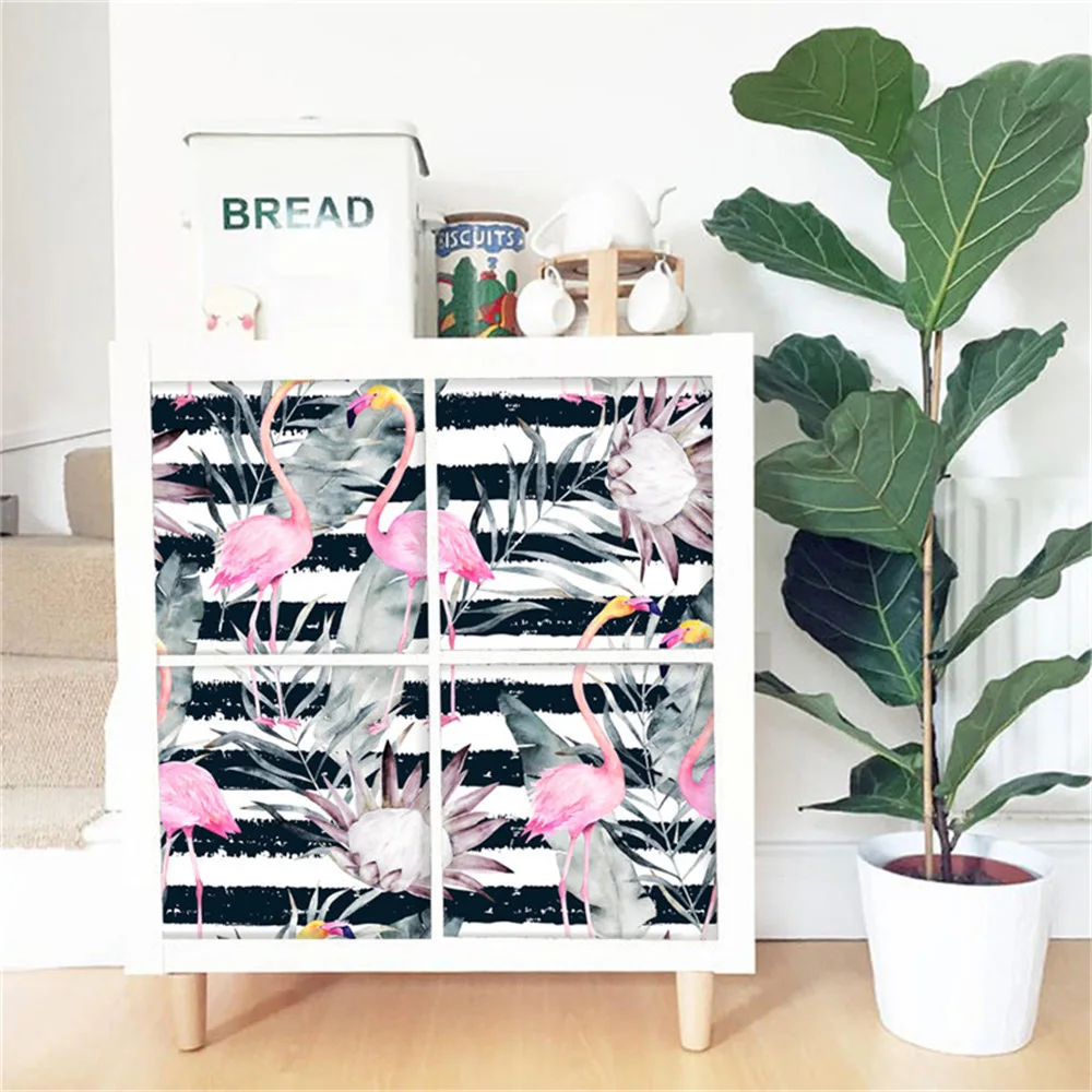 2019 جديد الأحمر Kawaii فلامنغو ملصقات جدار لديكور المنزل المعيشة غرفة نوم فتاة غرفة خزانة رف للماء PVC الشارات