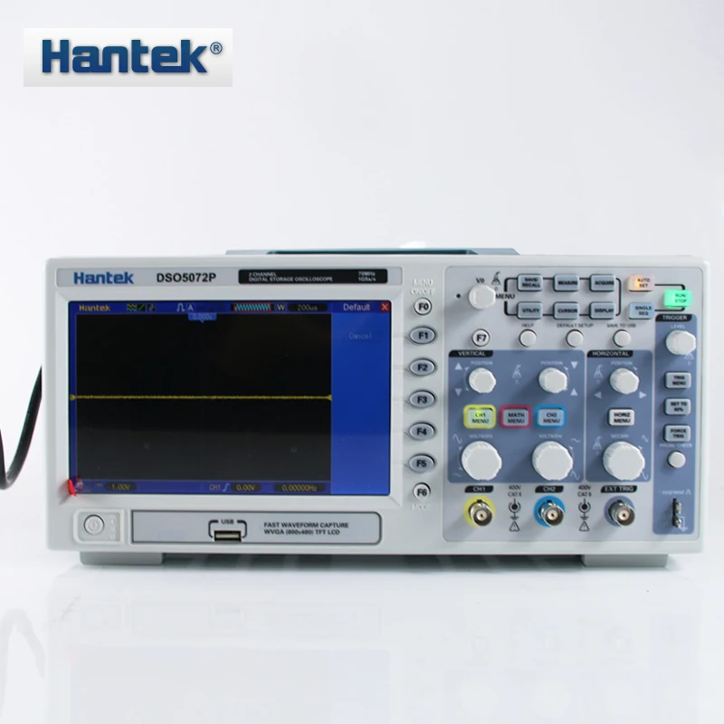 

Hantek DSO5072P Digital Oscilloscope 70MHz 2Channels 1GS/s 7'' TFT LCD 800x480 Record Length 24K USB AC110-220V