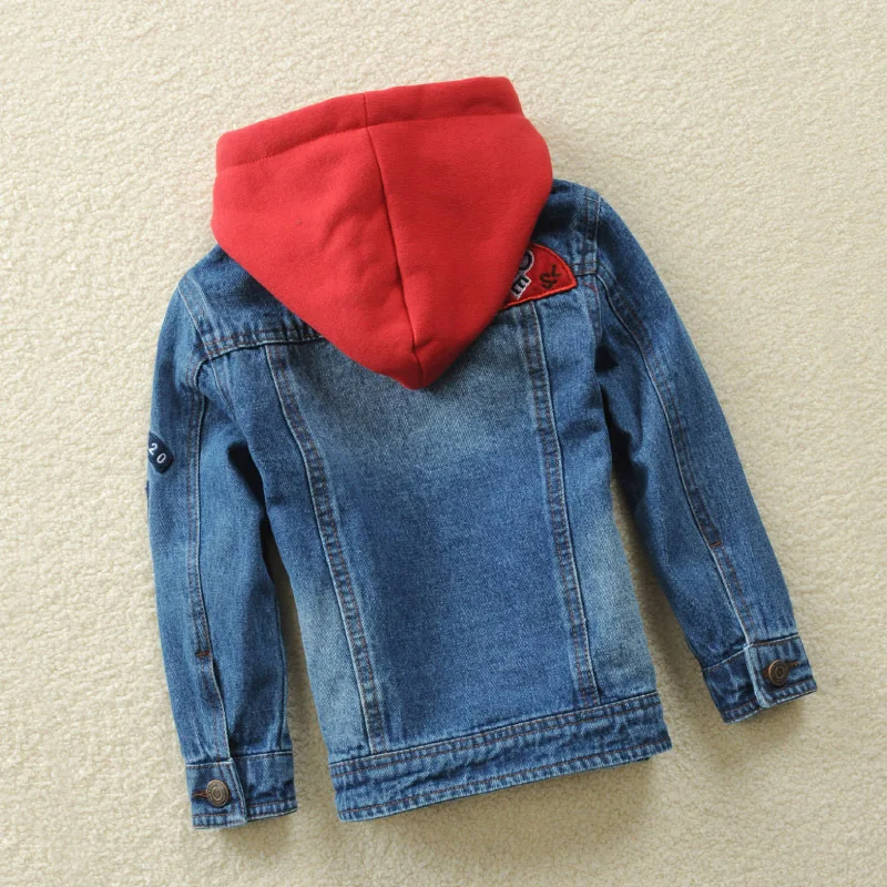 Детская джинсовая куртка в европейском и американском стиле; съемный капюшон; ковбойская верхняя одежда для малышей; подростковые джинсы; одежда для подростков; Рост 100-160 см