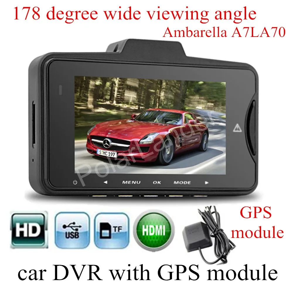 

2.7" Car DVR Full HD Camera Video Recorder GS98C Ambarella A7LA70 178 degree wide viewing angle G-Sensor DashCam with GPS module