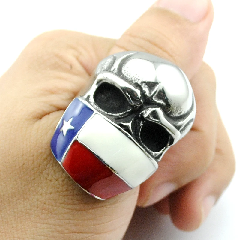 AMUMIU кольцо с черепом из нержавеющей стали американским флагом для Мужчин