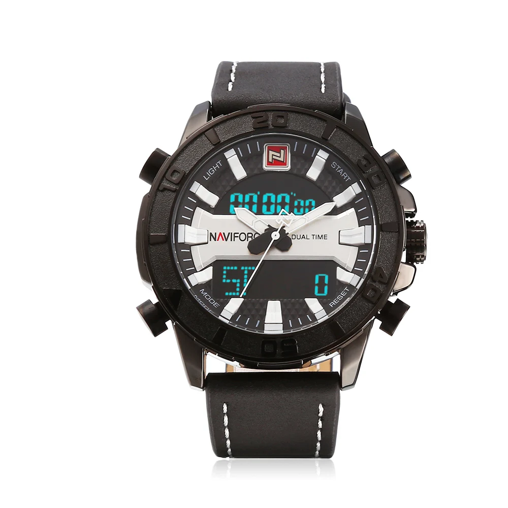 

NAVIFORCE 9114 Fashion Casual Leather Men'S Quartz Analog Wristwatch Waterproof Military Army LED Outdoor Sport Watches