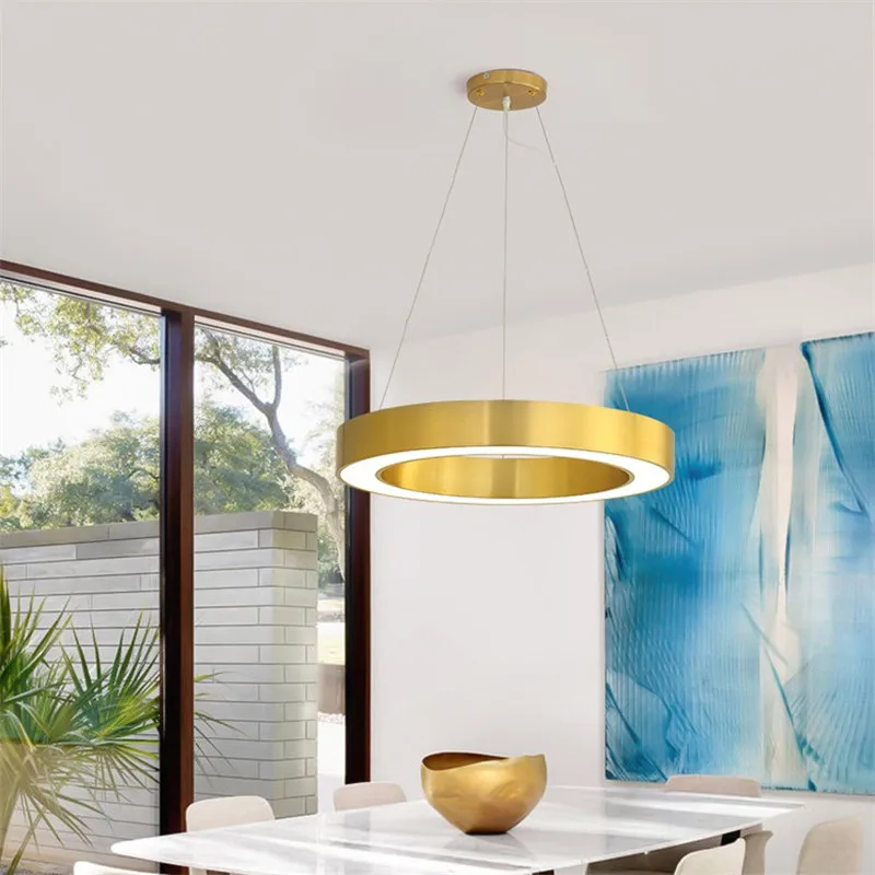 

Postmodern living room dining room Led chandelier hotel lobby round ring acrylic Led lamp designer creative lighting luminaires