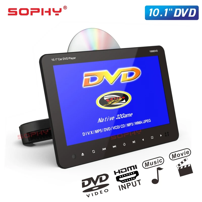 10," цифровой TFT светодиодный экран авто подголовник монитор USB/TF DVD видео плеер Встроенные динамики IR/FM/HDMI/игры HDMI SH1068DVD