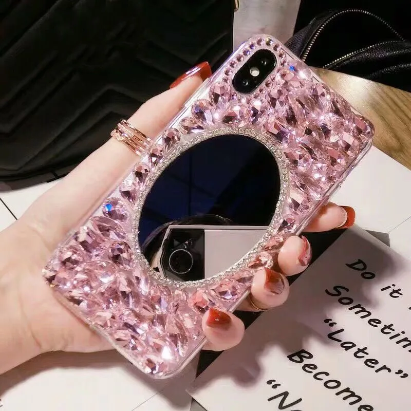 

Bling Lovely Crystal Diamonds Rhinestone 3D Stones Mirror Phone Case Cover for Sumsung Galaxy S10 S9 S8 S7 S6 NOTE 8 9 iPhone xr