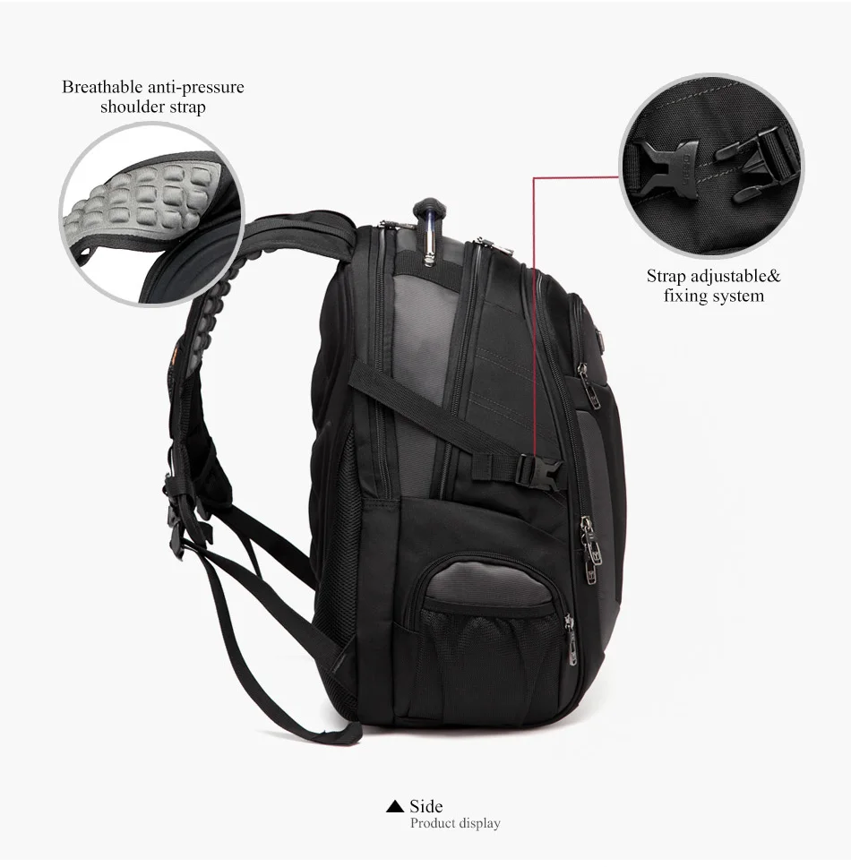 YESO, деловой повседневный мужской рюкзак для ноутбука,, Водонепроницаемые рюкзаки, сумки, большая вместительность, черный рюкзак для путешествий