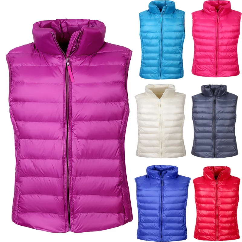 Women ultra light down vest winter duck down vests waistcoats women
