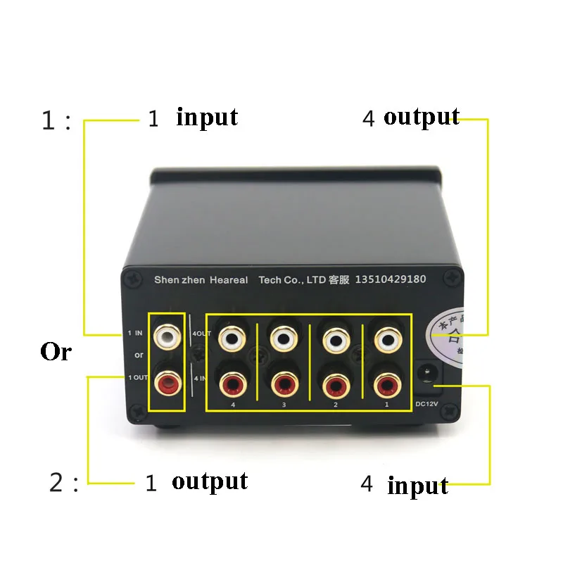 4 входа 1 выход/1 вход 4 выхода двухсторонний аудио сигнал коммутатор переключатель Splitter Селектор с RCA AC100V-240V