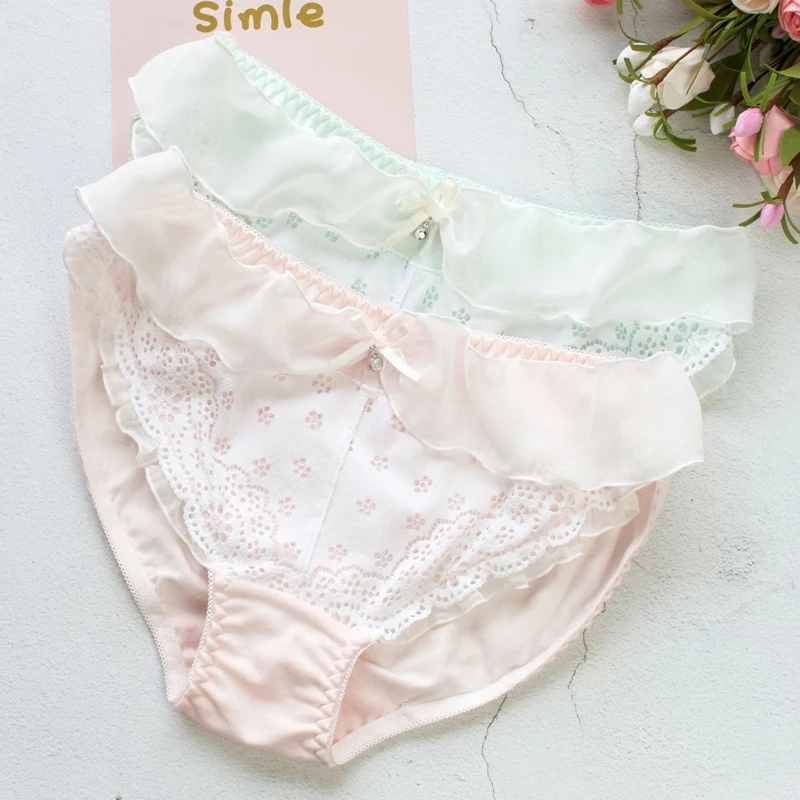 lovely flowers lace pure cotton fabric sweet sexy underwear thong