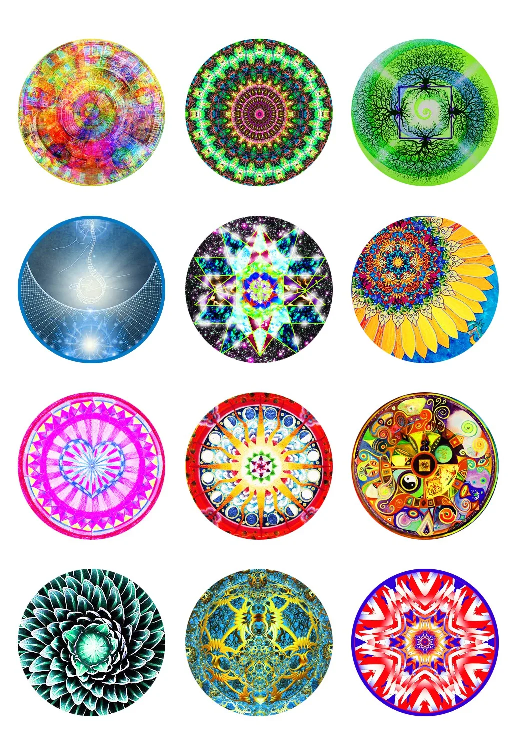 

20pcs 8/10/12/14/16/18/20/25/30mm Handmade Round Shape Mandala Pattern Photo Glass Cabochons Dome Z-G1718