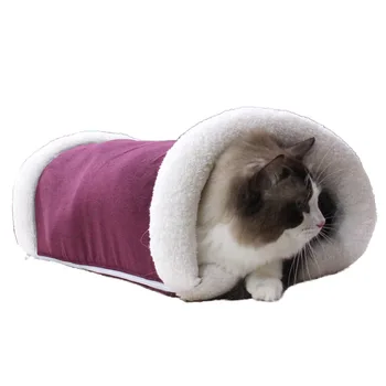 

Hot Small Pet Dog Cat Tunnel Winter Warm Bed House Plush Mat For Pets Multifunction Kennels Cats' Beds Free Shipping