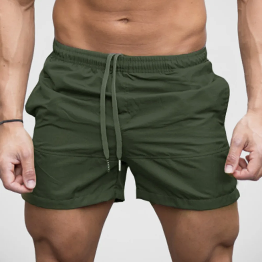 Army Green Новинка, летние мужские пляжные шорты, хлопковые мужские шорты для занятий спортом в тренажерном зале, шорты с эластичным поясом, свободные брюки, c0321 - Цвет: Army Green