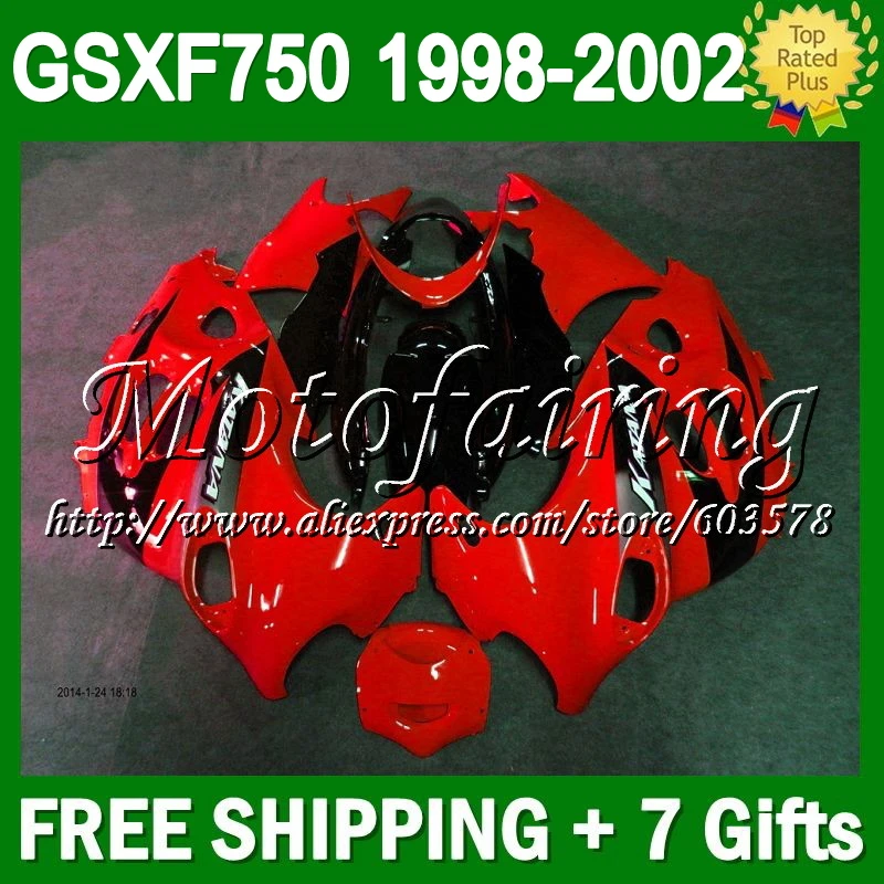 

For SUZUKI KATANA 98 99 00 01 02 GSXF750 Factory red blk 27C276 GSXF 750 GSX750F Red black 1998 1999 2000 2001 2002 Fairing