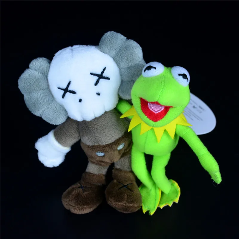 

2PCS/SET KAWS Key Chain Pendant Frog Plush Doll BRIAN Sesame Street OriginalFake BFF Street Art Action Collection Model Toy M309