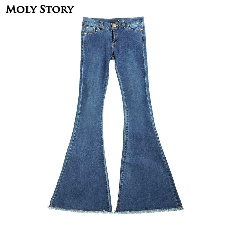 Pantalones light Flare Low Black Sexy Femme Blue Rise Skinny Nueva Fringe dark Vaqueros Vintage Moda Blue gray Del Pierna Mujeres Hippie tcqOUw1y
