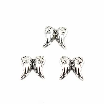 

Hot Sale 20pcs/lot Metal Angel Wing Silver Floating Charms For Living Glass Memory Floating Lockets Bracelet Necklace Jewelry